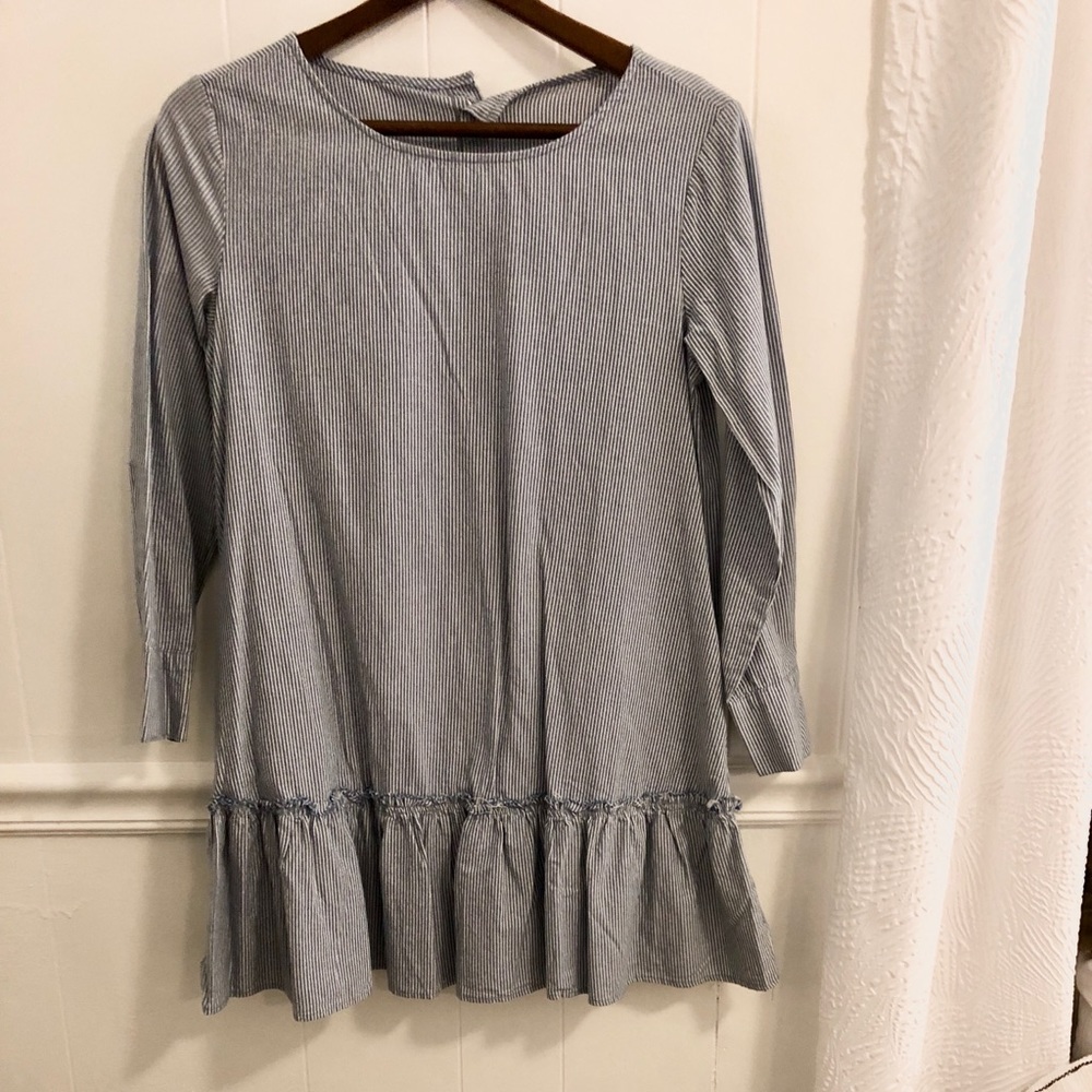 Blue Pin Striped Dropped-waist Tunic/Dress